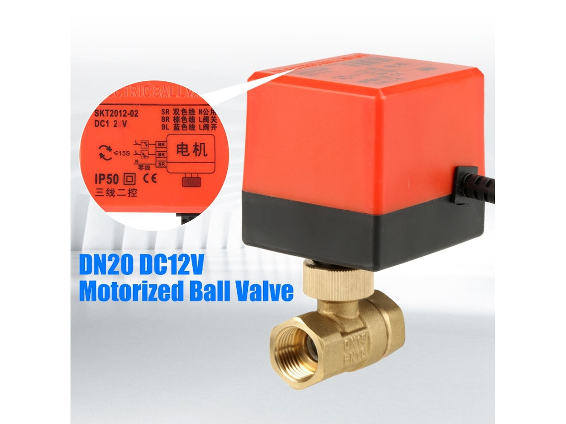 Válvula de esfera motorizada de bronze Yhl-2-Way DC12V G1/2'' DN15 para ar condicionado