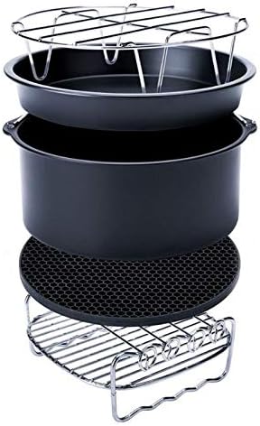 Acessórios para fritadeira de cozinha de 15,2 cm, acessórios para fritadeira de ar com bandeja para assar pizza e bandeja de madalenas, adequado para fritadeira de ar de 3,5 QT-5,8 QT, 7 unidades
