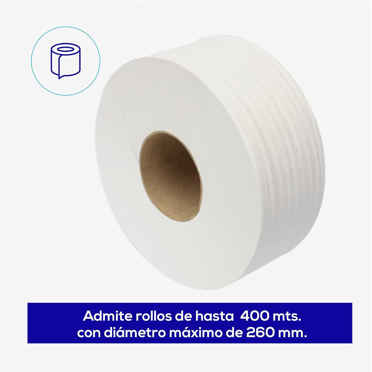 Jofel - Suporte de rolo de papel higiénico industrial grande, dispensador de papel em rolos 400 m, diâmetro 260 mm, mandril 45 - 55 mm, ideal casas de banho públicas, carcaça ABS valor AE77300 prata