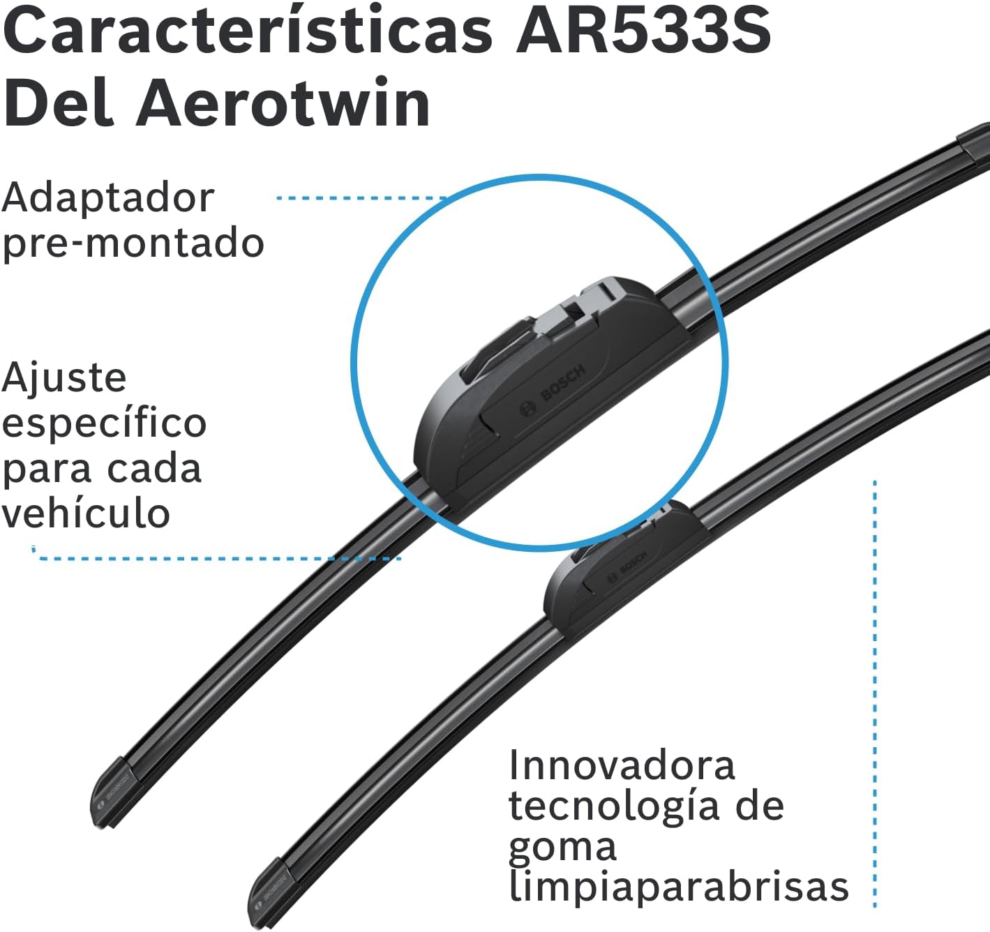 Escova limpa para-brisas Bosch Aerotwin AR533S, comprimento: 530mm/475mm – 1 conjunto para o para-brisas (frontal)