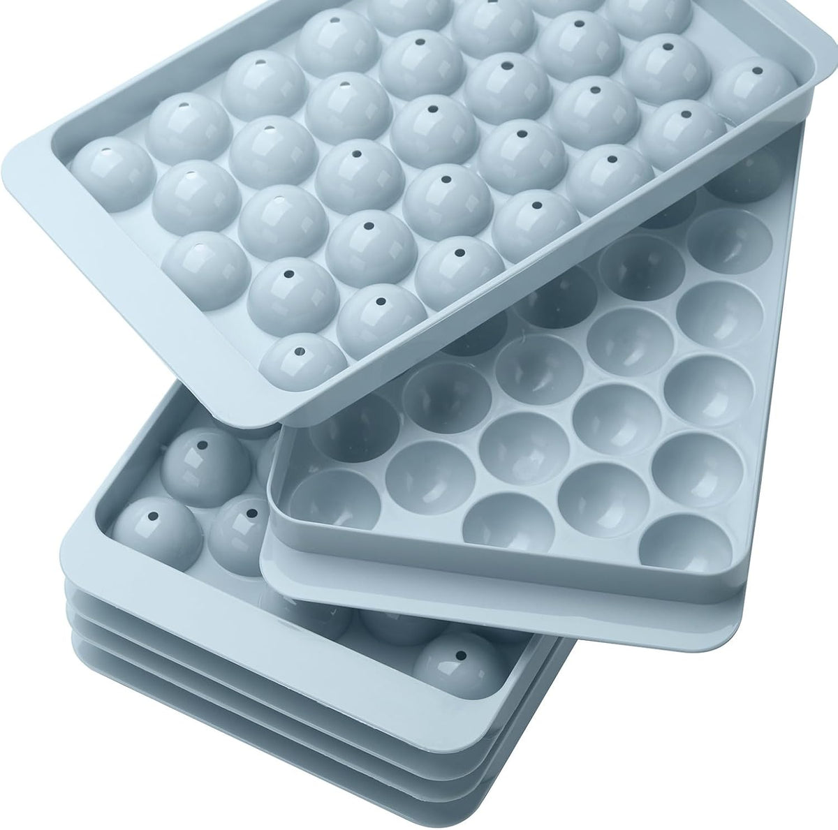 Formas de gelo, 33x3 peças, molde redondo para fazer bolas de gelo para freezer com tampa e recipiente, formas de gelo picado de fácil remoção, forma de cubos de gelo pequenos para resfriar bebidas, café, suco e coquetéis.