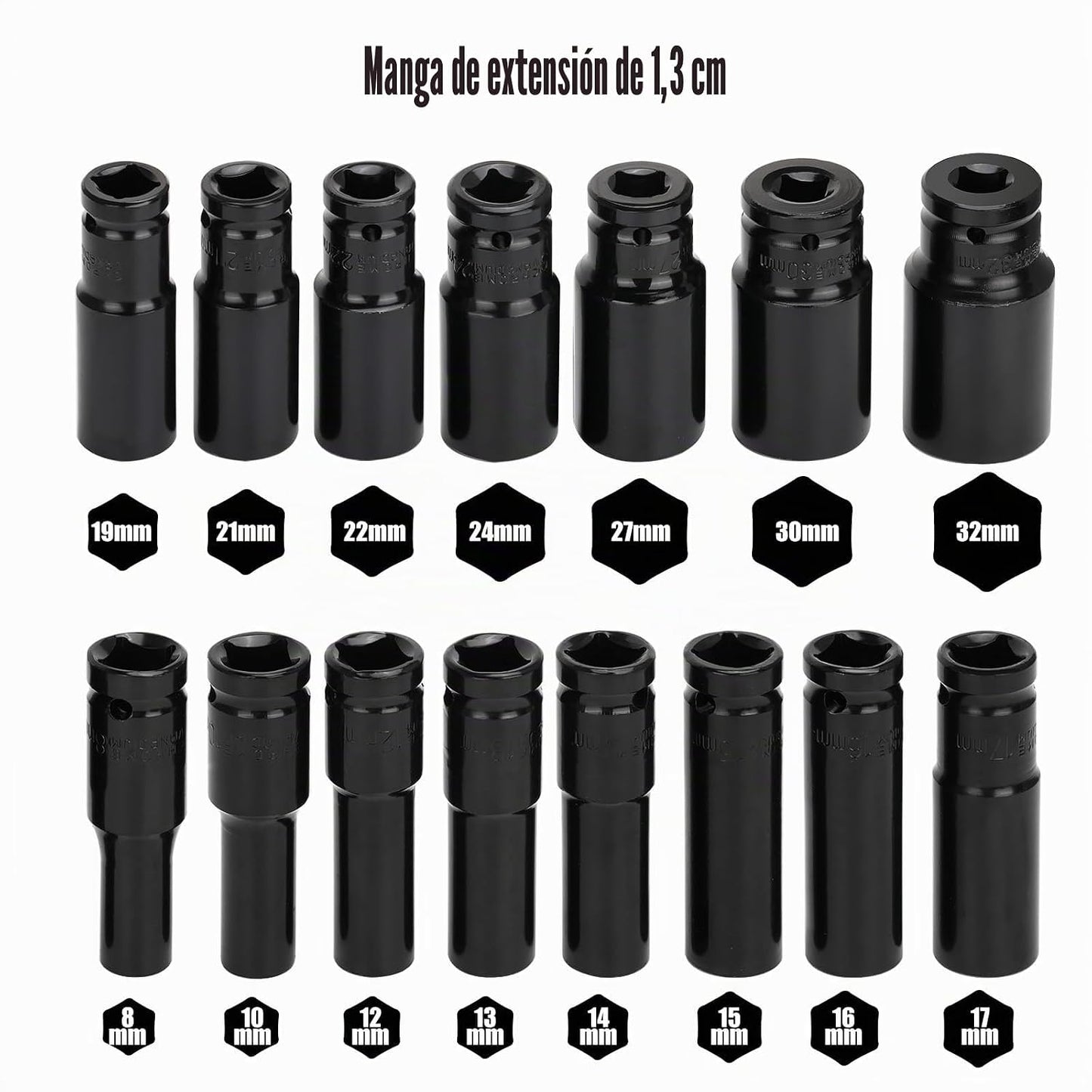 Conjunto de 15 peças Chaves de Caixa de Impacto 1/2", CR-V