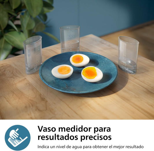 Philips 3000 Cuece Huevos Eléctrico, hasta 6 Unidades, 400 W Cozinhar ovos para até 6 ovos, macios, médios ou duros, bandeja para escalfar e furador, 400 W, preto (HD9137/90)