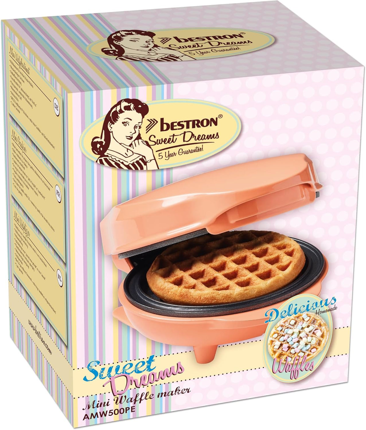 Bestron mini-máquina de waffles, Máquina de waffle boneco de neve com revestimento antiaderente, para festas de aniversário infantil, celebrações familiares, Páscoa ou Natal, design retrô, Cor