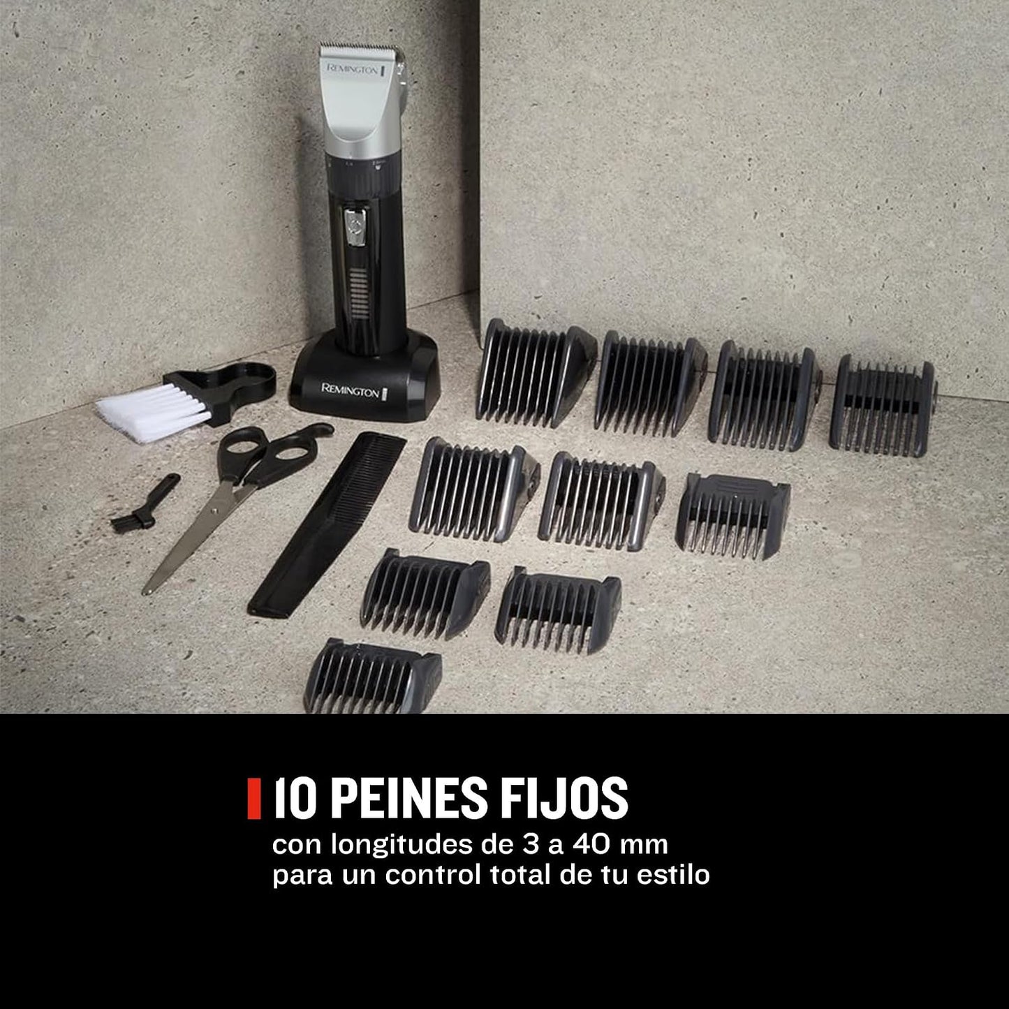 Remington Máquina de Cortar Cabelo Homem lâminas de cerâmica autoafiáveis, 0,8-40 mm corte profissional Genius, 10 guias de pente, funcionamento a cabo/bateria, recarregável, sem fios, lítio HC5811