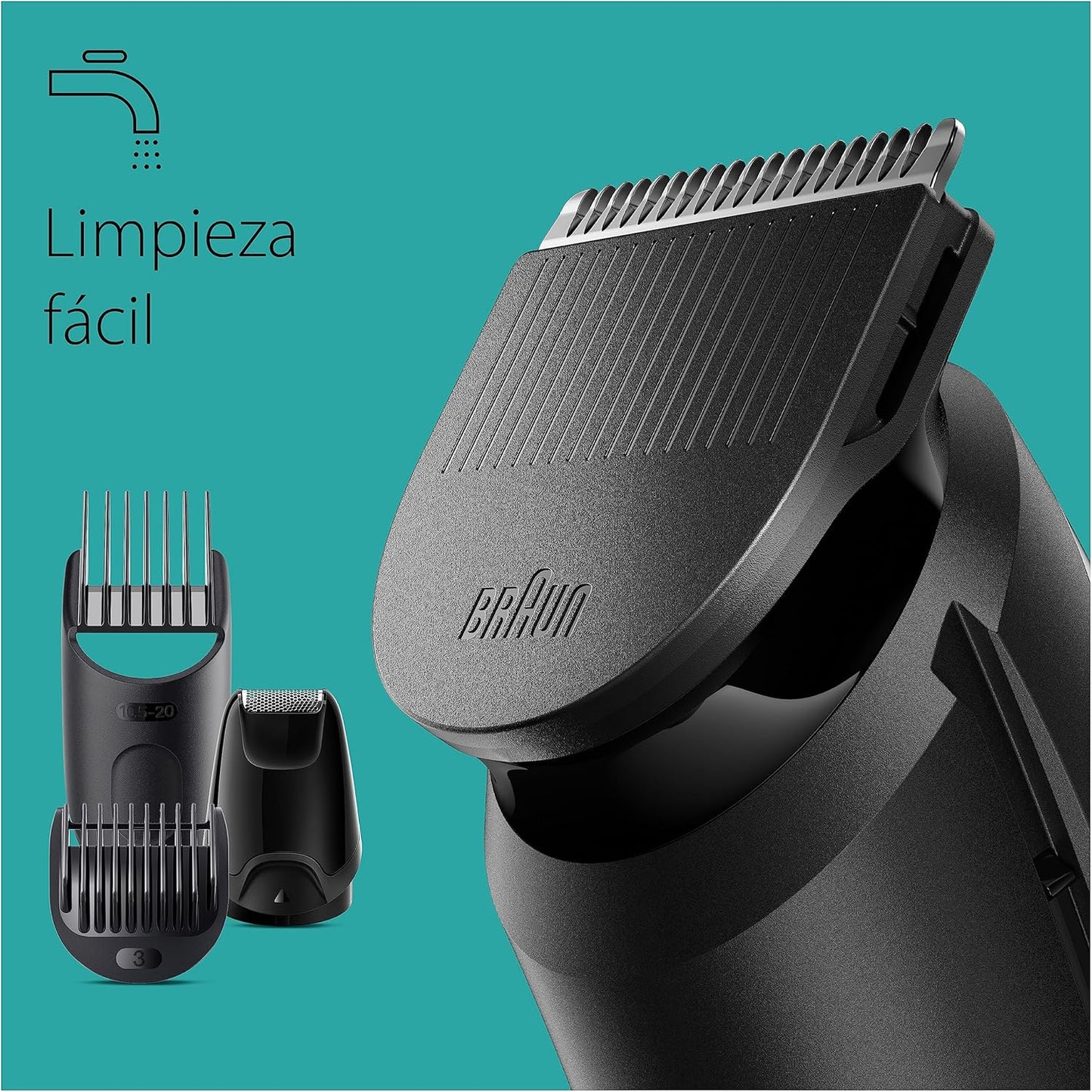 Braun Recortadora Tudo em Um Series 3 Máquina de Cortar Cabelo Sem Fio Com 50 Min de Autonomia, Máquina de Barbear, Aparador de Cabelo Kit 6 em 1 Para Barba e Cabelo, MGK3420