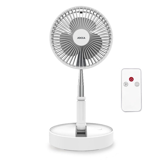 Jocca - Ventoinha portátil de pé dobrável | altura ajustável 36-97,5 cm | bateria recarregável 7200 mAh até 24 h | 3 velocidades |  USB | silencioso