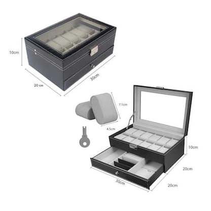 Porta Relogio Expositor Luxo 12 Relogios Pulseira Anel Joias Acessorios Estojo Organizador Mesa Bancada Loja Resistente Duravel - Ab.MIDIA