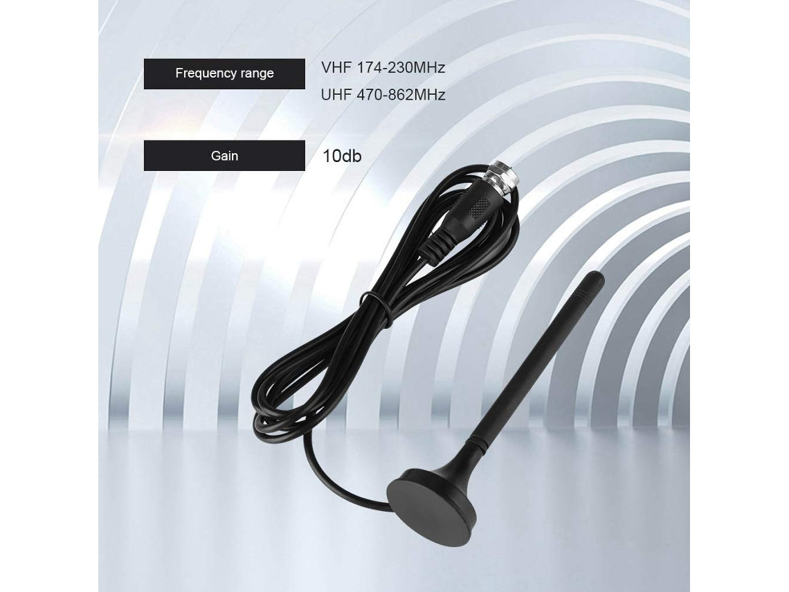 Antena de Tv para Tv Digital Hdtv Portátil Interna Antena de Carro com Base Magnética e Amplificador de Sinal Amplificado Uhf/Vhf Integrad
