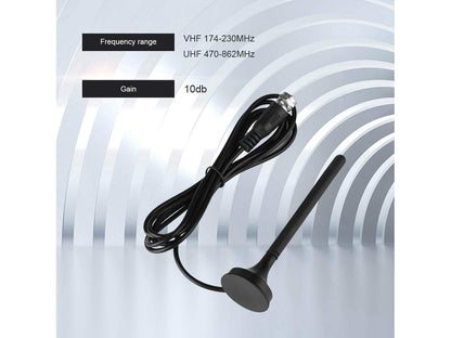 Antena de Tv para Tv Digital Hdtv Portátil Interna Antena de Carro com Base Magnética e Amplificador de Sinal Amplificado Uhf/Vhf Integrad