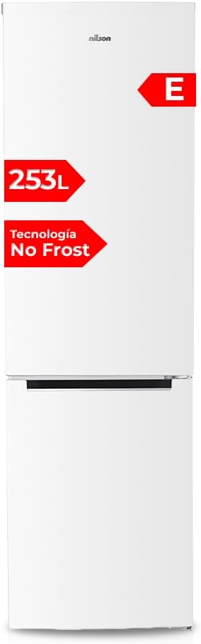 NILSON Frigorífico combinado branco, 2 portas. NC185500ENF, capacidade 253 litros,