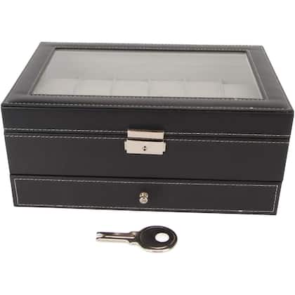 Porta Relogio Expositor Luxo 12 Relogios Pulseira Anel Joias Acessorios Estojo Organizador Mesa Bancada Loja Resistente Duravel - Ab.MIDIA