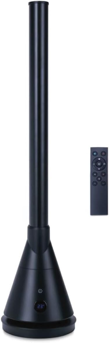 NEWTECK NEWLUX Ventilador de torre dupla 365 preto, com função de calor, Temp. Ajustável de 1 a 30 °C, termostato, 8 h, tátil, controlo remoto, oscilante, 4 níveis de calor e 9 frio, 1800 W