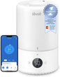 LEVOIT Humidificador inteligente de névoa fria para quarto e bebé com sensor, controlo por APP e voz, difusor de óleos essenciais, temporizador para quarto, <28dB, 3L Top-Fill, branco