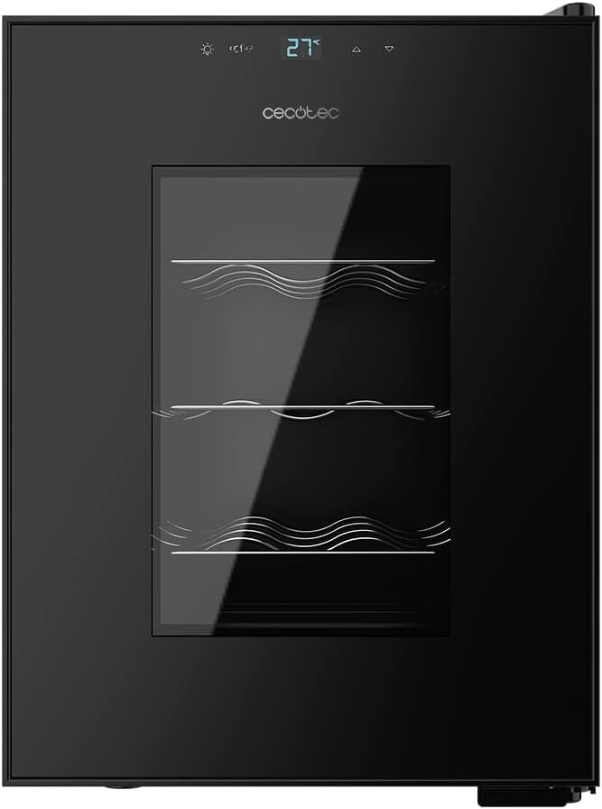 Cecotec Vinoteca de 12 Garrafas Bolero GrandSommelier 1220 CoolCrystal. 31 Litros, Sistema Termoeléctrico de Refrigeração, Alto Desempenho, Temperatura Regulável, Luz LED Interior [Classe energética G]