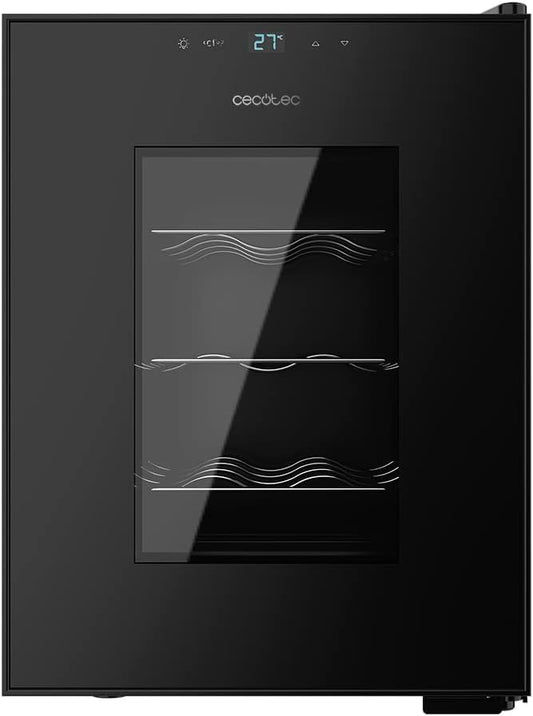 Cecotec Vinoteca de 12 Garrafas Bolero GrandSommelier 1220 CoolCrystal. 31 Litros, Sistema Termoeléctrico de Refrigeração, Alto Desempenho, Temperatura Regulável, Luz LED Interior [Classe energética G]