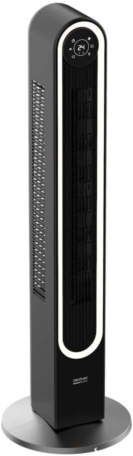 Cecotec Ventoinha de torre EnergySilence 9090 Skyline Smart Light de 42", 65 W, luz LED, ecrã LED táctil, controlo remoto, 6 velocidades e 3 modos, oscilação de 150º, temporizador