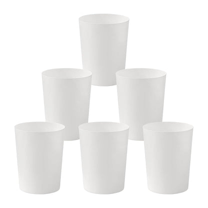 Cetomo 7,2L*6 Papeleira de Lixo de Plástico, Caixote do Lixo, Papeleiras Pequenas, Papeleira Para Dormitório, Cesto de Lixo Redondo Minimalista, Empiláveis, Fosco, PP, Branco, 7,2L-6 Unidades