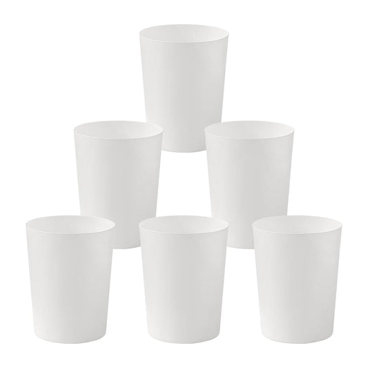 Cetomo 7,2L*6 Papeleira de Lixo de Plástico, Caixote do Lixo, Papeleiras Pequenas, Papeleira Para Dormitório, Cesto de Lixo Redondo Minimalista, Empiláveis, Fosco, PP, Branco, 7,2L-6 Unidades