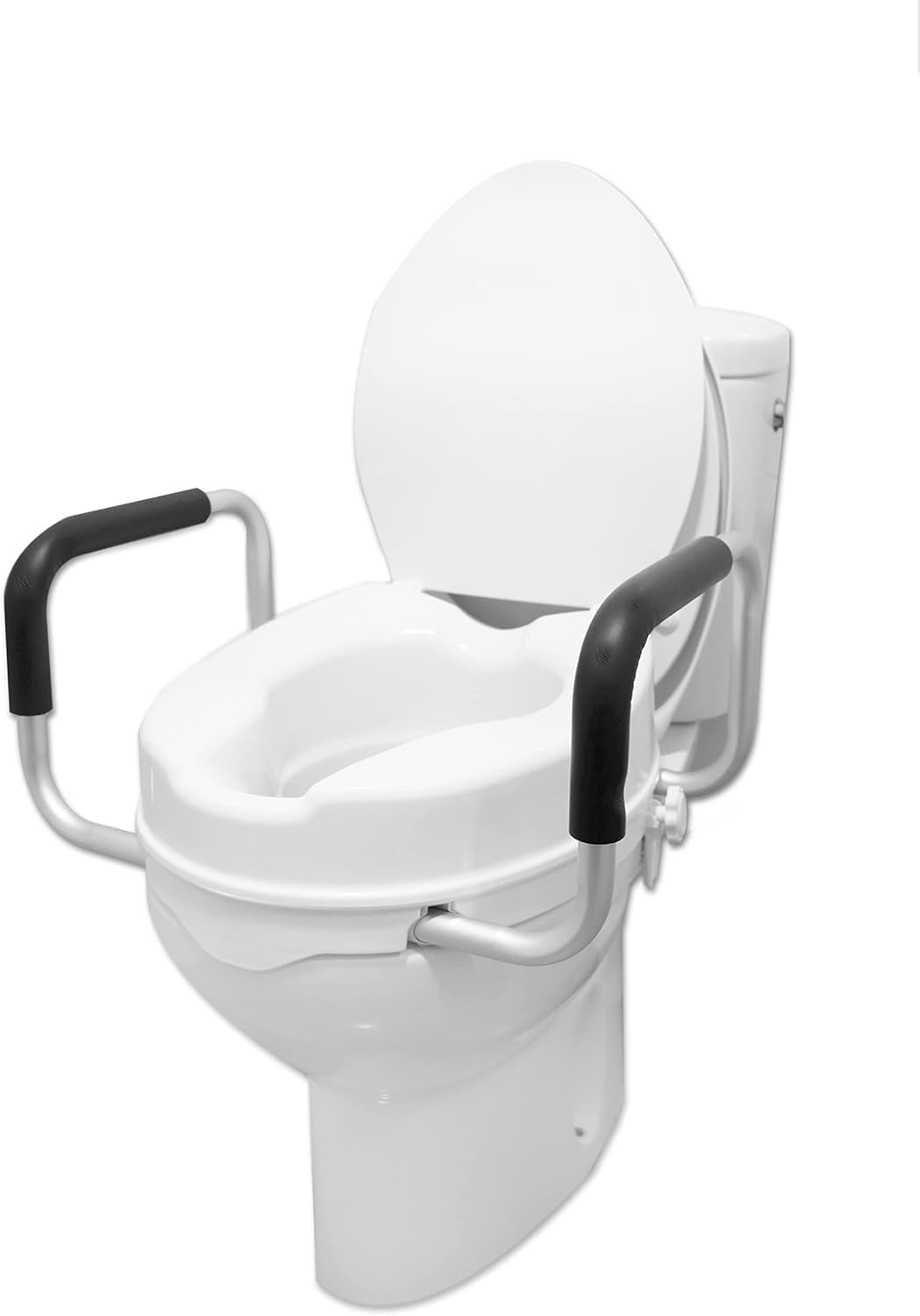 PEPE Mobility Elevador WC adulto com apoio de braços e tampa, 10 cm de altura,