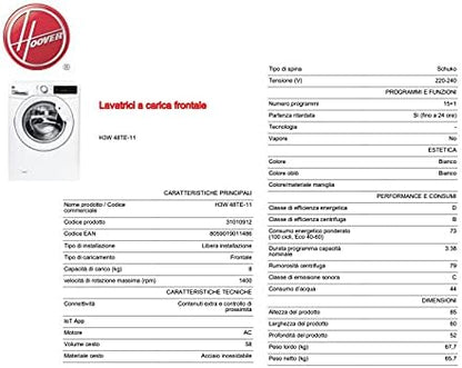 Hoover Máquina de lavar H3W 48TE-11 H-GZRD H 300 LITE 8 kg
