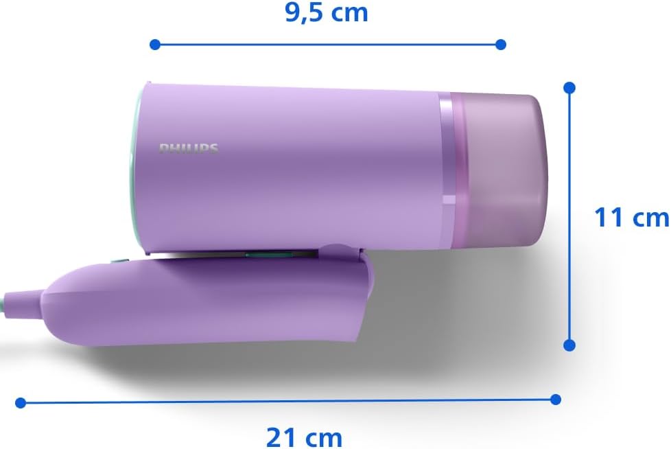 Philips 3000 Vaporizador de Mano Vertical, 1000 W, 20g/min, Morado Ferro vertical pronto em 30s, depósito 100 ml removível, mala de viagem, leve e dobrável (STH3010/30)