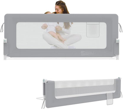 Trilho de cama AufuN, proteção contra quedas, portátil, 180 cm, trilho de cama infantil dobrável para crianças, trilho de cama de bebê, dobrável, portátil, cama de proteção para bebês e crianças na cama dos pais, cinza