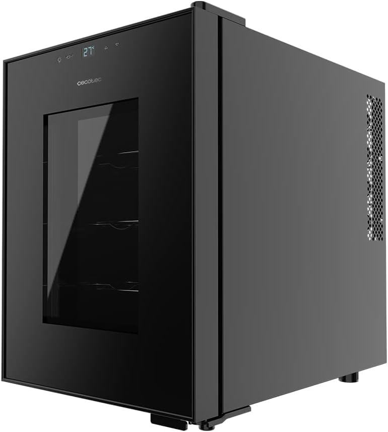 Cecotec Vinoteca de 12 Garrafas Bolero GrandSommelier 1220 CoolCrystal. 31 Litros, Sistema Termoeléctrico de Refrigeração, Alto Desempenho, Temperatura Regulável, Luz LED Interior [Classe energética G]