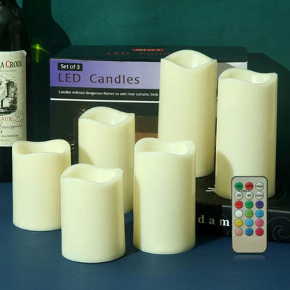 3 peças LED Vela Eletrônica Velas Sem Chama Lâmpada Velas Piscantes Operadas por Bateria com Pavio Móvel Remoto Chama Dançante Luz de Vela de Férias