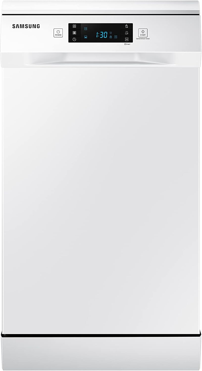 SAMSUNG DW50R4070FW - Lava-louças USADA, 10 talheres, 45 cm, A++, Instalação livre, Branco | Classe E, abertura automática Push Open, lavagem rápida 60 min, lavagem automática, carregamento flexível, função higiene [Classe energética E]