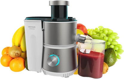 Cecotec Liquidificadora orbital Juice & Fresh 400 Titan White. 400 W, 20000 RPM de velocidade, tamanho compacto, 2 velocidades, disco com revestimento de titânio preto, sistema anti-gotejamento, jarro [Classe energética A+]