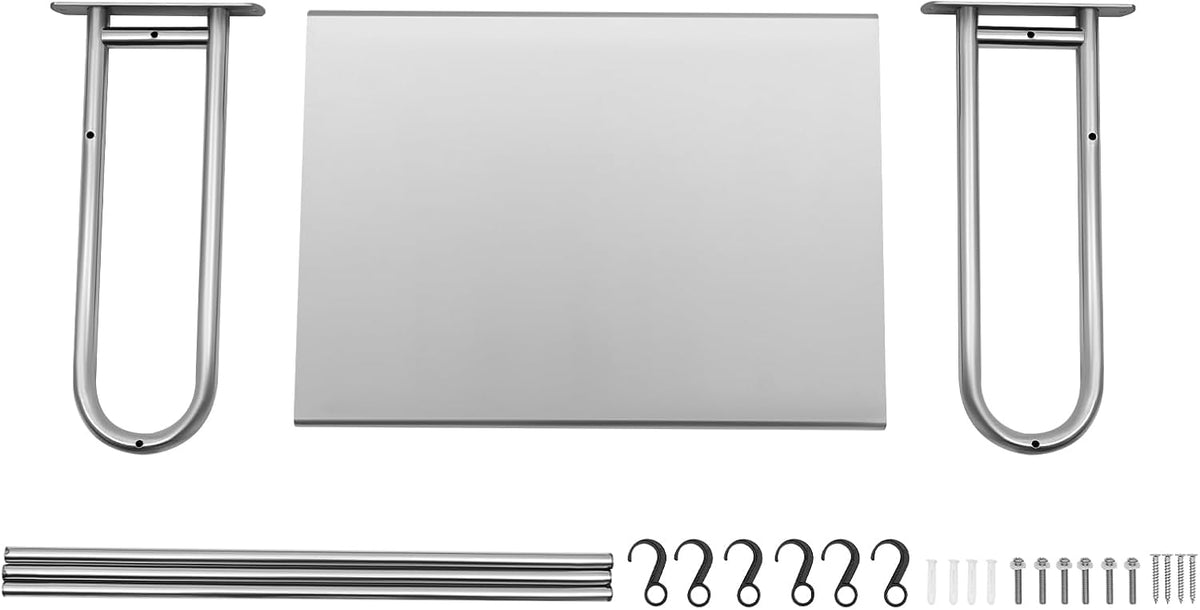 Prateleira de microondas de aço inoxidável montada na parede - rack de cozinha que economiza espaço com 6 Hoo - suporte de microondas para uso doméstico e em restaurantes