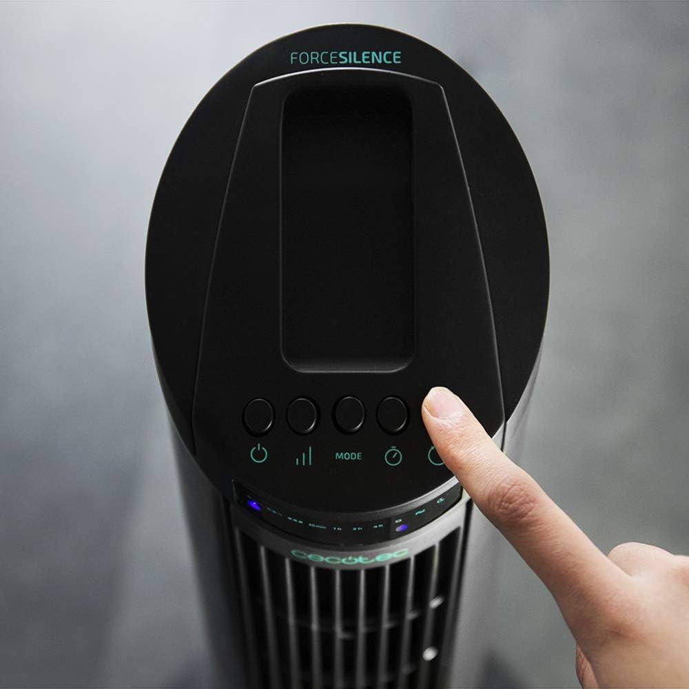 Cecotec Ventoinha de torre digital com temporizador e controlo remoto EnergySilence 890 Skyline. 50 W, 30'' (76 cm) de altura, oscilação, motor de cobre, 3 velocidades, 3 modos, preto