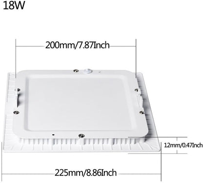 lâmpada de painel LED de 18 W, painel de iluminação embutida de LED quadrado com driver de LED, AC85-265V, tamanho do furo 200 mm (18W, branco frio)