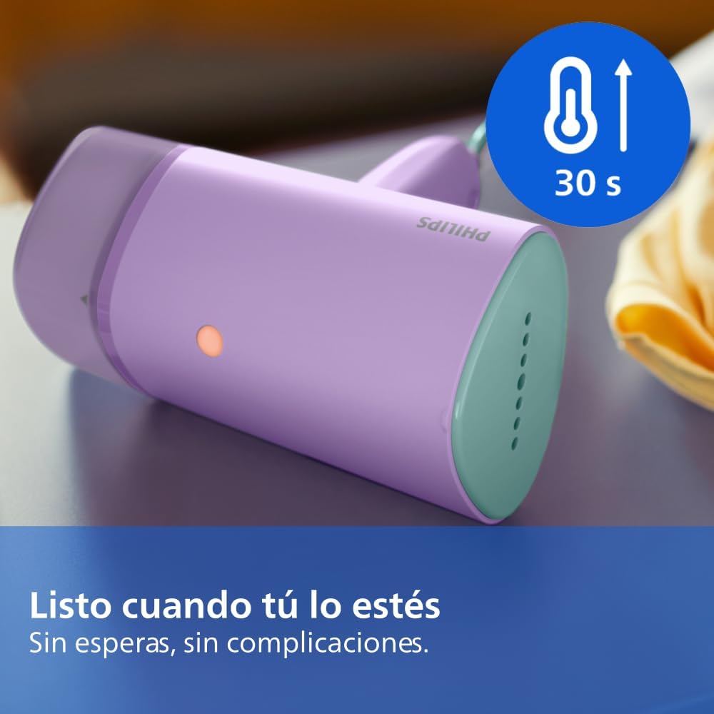 Philips 3000 Vaporizador de Mano Vertical, 1000 W, 20g/min, Morado Ferro vertical pronto em 30s, depósito 100 ml removível, mala de viagem, leve e dobrável (STH3010/30)