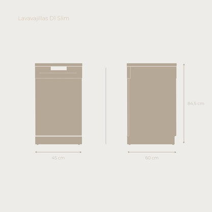 EVVO Máquina de lavar louças estreita, largura 45 cm, capacidade para 9 talheres, programa rápido 30 minutos, programa médio carregamento, bandeja superior ajustável, 5 programas, modelo D1 Slim [Classe energética E