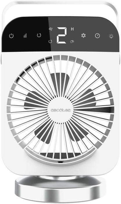 Cecotec Climatizador de mesa EnergySilence 600 DeskChill Smart Rotate. 10 W, depósito de 300 ml, controlo tátil, oscilação, 4 velocidades, luz LED com 7 cores e temporizador 8 h