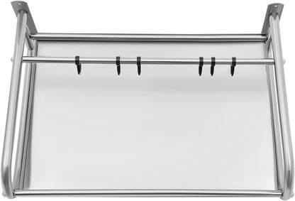 Prateleira de microondas de aço inoxidável montada na parede - rack de cozinha que economiza espaço com 6 Hoo - suporte de microondas para uso doméstico e em restaurantes