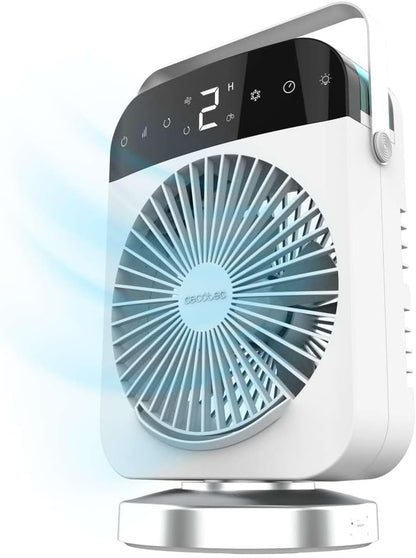 Cecotec Climatizador de mesa EnergySilence 600 DeskChill Smart Rotate. 10 W, depósito de 300 ml, controlo tátil, oscilação, 4 velocidades, luz LED com 7 cores e temporizador 8 h