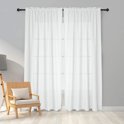 Melodieux Cortinas brancas para quarto, cortinas translúcidas, sala de estar, 2 peças, 140 x 225 cm
