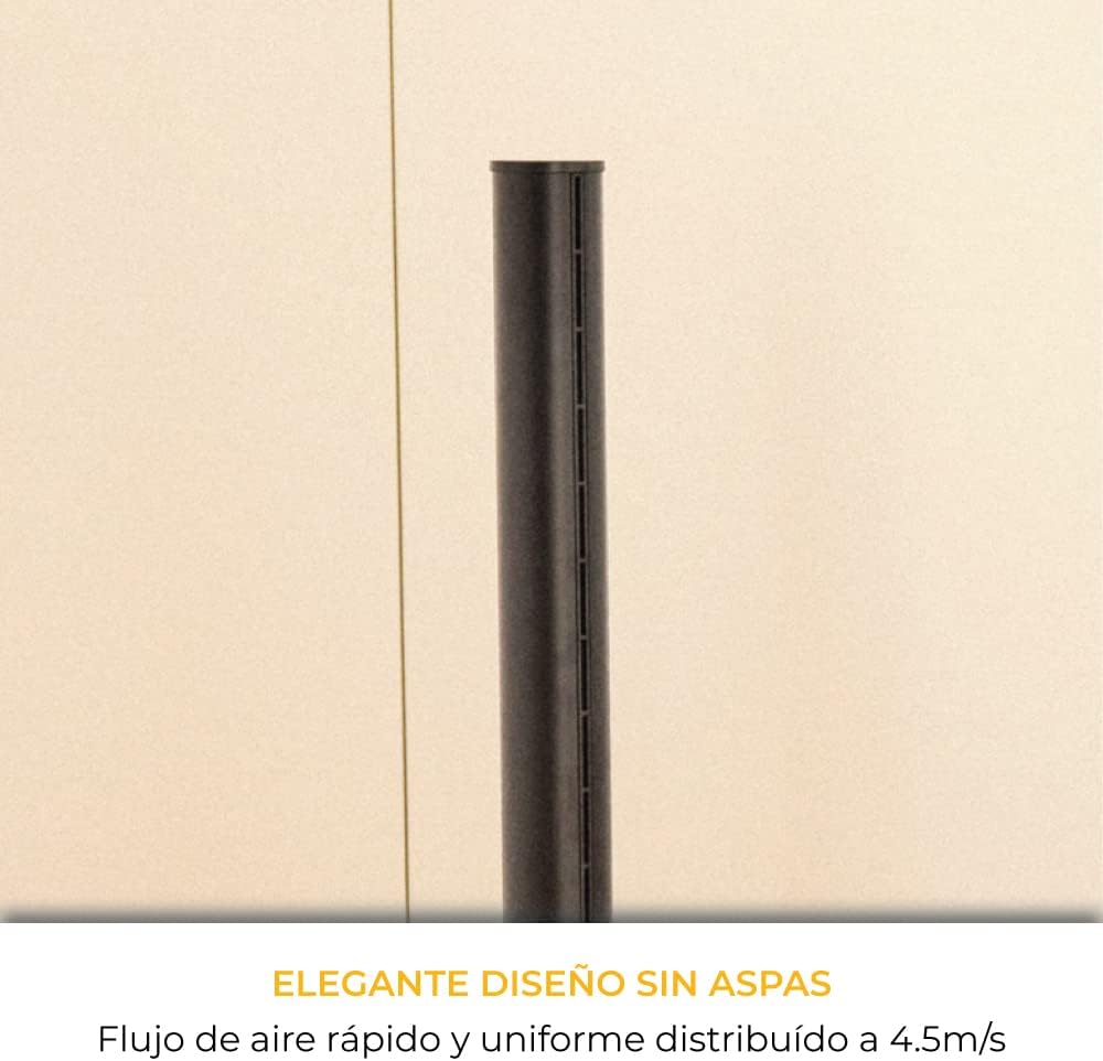 NEWTECK NEWLUX Ventilador de torre dupla 365 preto, com função de calor, Temp. Ajustável de 1 a 30 °C, termostato, 8 h, tátil, controlo remoto, oscilante, 4 níveis de calor e 9 frio, 1800 W
