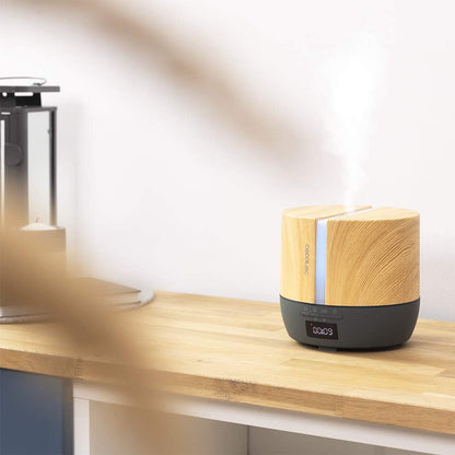 Cecotec Difusor de aromas PureAroma 550 Connected Grey Woody. Capacidade 500 ml, ecrã LED, alto-falante, controlo por bluetooth, aplicativo, temporizador 12h, 3 modos de funcionamento, cobertura 30 m2