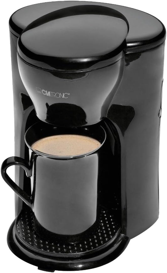 Clatronic Cafeteira 1 caneca | Cafeteira de filtro | Caneca de cerâmica incluída no volume de fornecimento, filtro permanente de nylon (removível), ideal para transportar, KA 3356