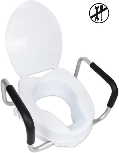 PEPE Mobility Elevador WC adulto com apoio de braços e tampa, 10 cm de altura,