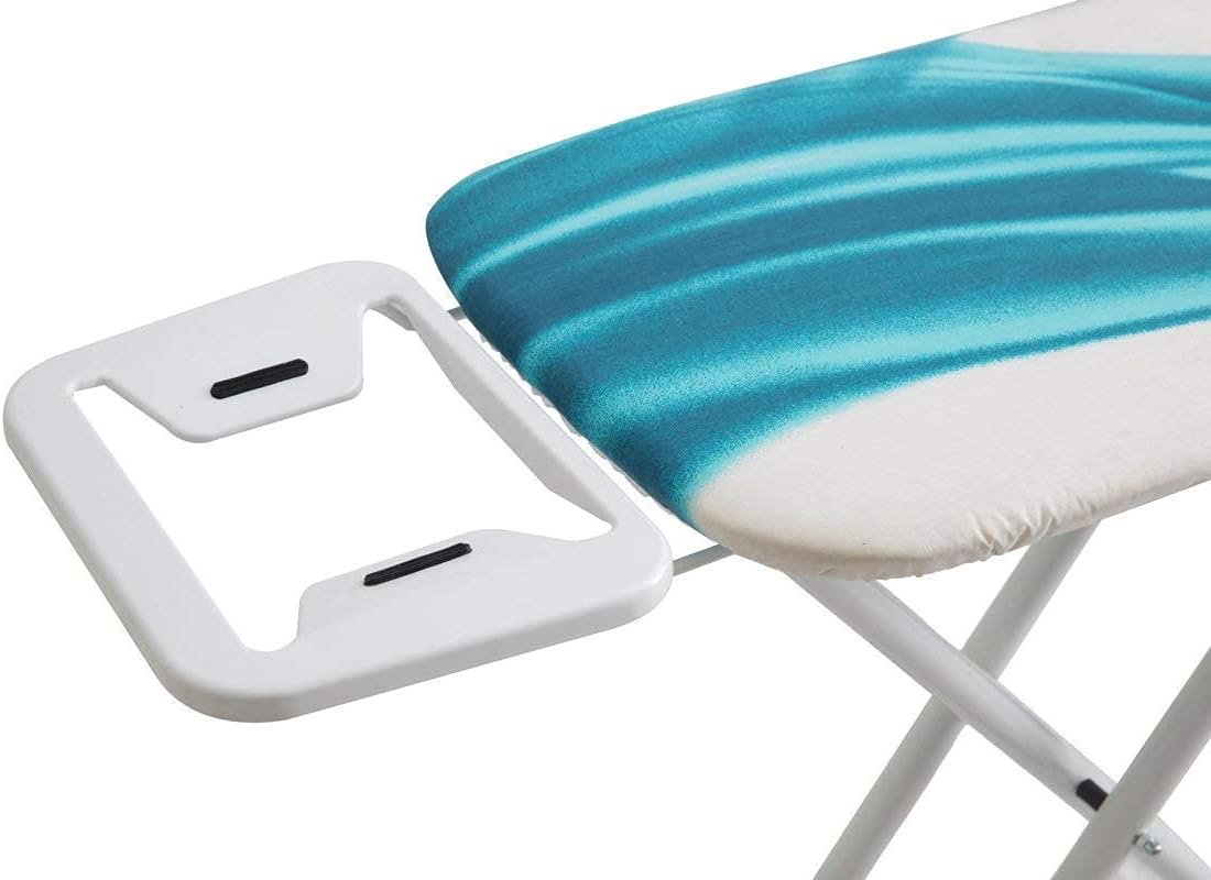 Mabel Home Altura ajustável, luxo, 4 pernas, tábua de passar, cobertura extra, estampado azul/branco