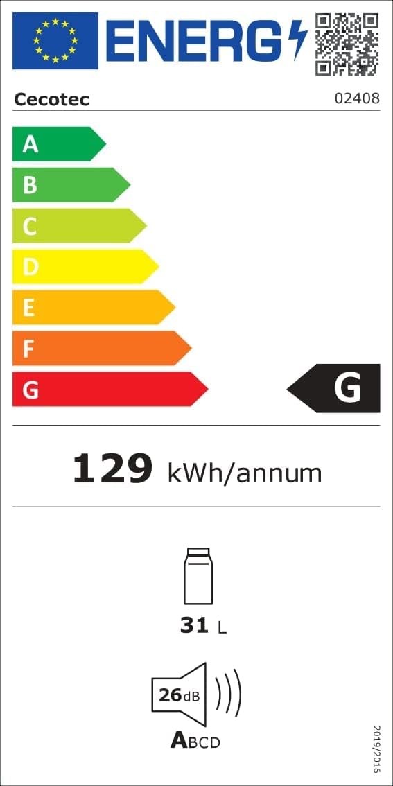 Cecotec Vinoteca de 12 Garrafas Bolero GrandSommelier 1220 CoolCrystal. 31 Litros, Sistema Termoeléctrico de Refrigeração, Alto Desempenho, Temperatura Regulável, Luz LED Interior [Classe energética G]