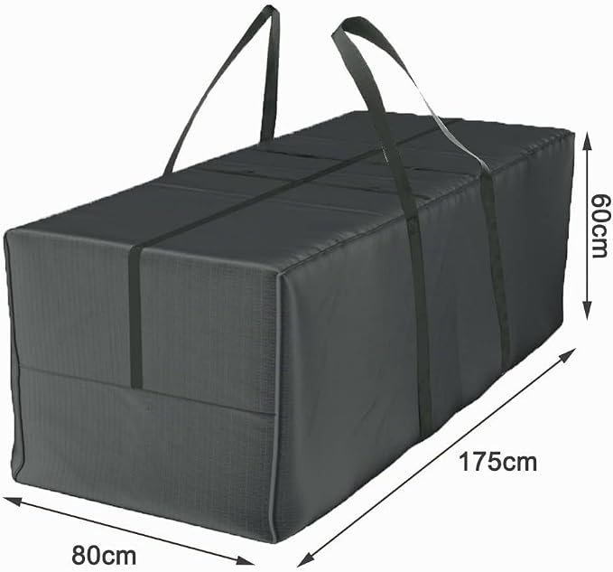 Bolsa de Armazenamento para Almofadas de Móveis de Jardim, Impermeável, Resistente ao Pó, Anti-UV, Tela Oxford 600D, 175x80x65cm, Bolsa para Guarda de Árvore de Natal com Alça e Zíper