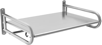 Prateleira de microondas de aço inoxidável montada na parede - rack de cozinha que economiza espaço com 6 Hoo - suporte de microondas para uso doméstico e em restaurantes