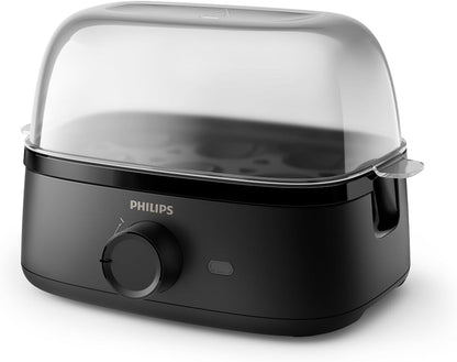 Philips 3000 Cuece Huevos Eléctrico, hasta 6 Unidades, 400 W Cozinhar ovos para até 6 ovos, macios, médios ou duros, bandeja para escalfar e furador, 400 W, preto (HD9137/90)
