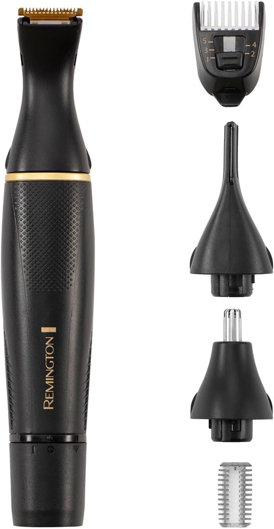 Remington Kit de Detalhes para Cortar Pelos do Nariz e Orelhas T-Series, Aparador de Pelos do Nariz, Orelhas, Sobrancelhas e Pelo Facial, Aparador Vertical e Rotativo, 2 Pentes, Cortador de Precisão e